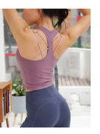 CretKoav Sports Vest Women's Running Fitness T Shirts Sexy Crop Top Workout Quick-Dry Yoga Tank Tops Elastic Tight Gym Clothes