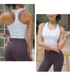 CretKoav Sports Vest Women's Running Fitness T Shirts Sexy Crop Top Workout Quick-Dry Yoga Tank Tops Elastic Tight Gym Clothes