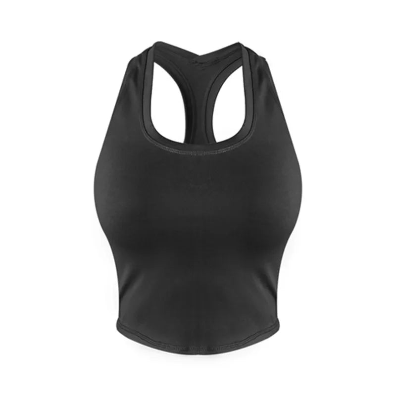 CretKoav Sports Vest Women's Running Fitness T Shirts Sexy Crop Top Workout Quick-Dry Yoga Tank Tops Elastic Tight Gym Clothes