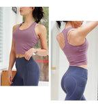 CretKoav Sports Vest Women's Running Fitness T Shirts Sexy Crop Top Workout Quick-Dry Yoga Tank Tops Elastic Tight Gym Clothes