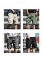 Summer Men's Outdoor Camouflage Cargo Shorts Pocket Cotton Casual Half Pants Mid Waist Drawstring Loose Shorts Bib Overalls 7XL