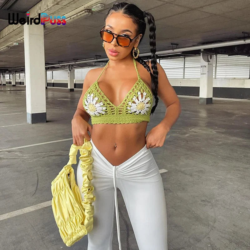Weird Puss Y2K Low Waist Flare Pants Women Drawstring Ruched Long Trousers Elastic Casual Streetwear Fashion Bandage Bottoms