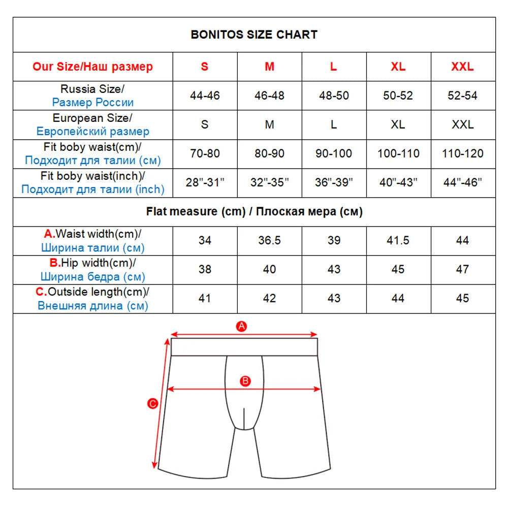BONITOS Long Boxer Shorts Panties Man Underwear Men Boxer Men Underwear Natural Cotton Comfortable Soft Top Brand High Quality