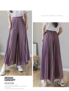 Women Elegant Chiffon High Waist Wide Leg Pants Casual Korean Fashion Pleated Loose Trousers Clothes Comodi Pantalones De Mujer