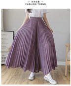 Women Elegant Chiffon High Waist Wide Leg Pants Casual Korean Fashion Pleated Loose Trousers Clothes Comodi Pantalones De Mujer