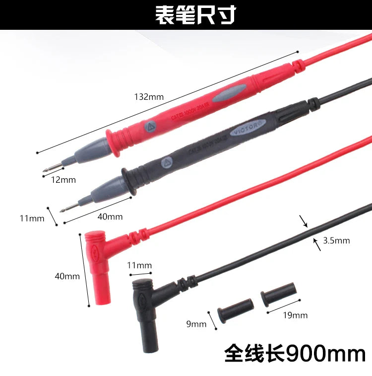 Victor Multimeter Test Leads High Quality Anti-burn Universal Probe Wire Cable Pen for Digital Clamp Meter 20A 1000V Tester Lead
