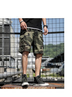 Summer Men's Outdoor Camouflage Cargo Shorts Pocket Cotton Casual Half Pants Mid Waist Drawstring Loose Shorts Bib Overalls 7XL