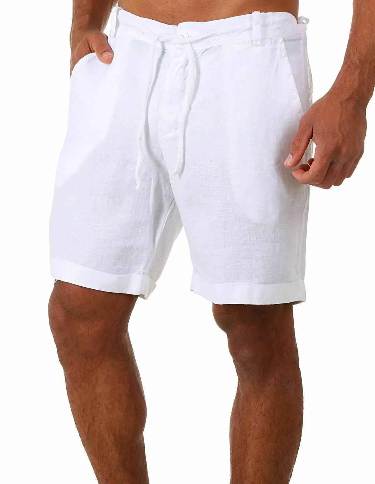 Summer Fashion Mens Linen Shorts Men Cotton Beach Short  New Wild Leisure Loose Solid Cargo Shorts for Men Sweatshorts