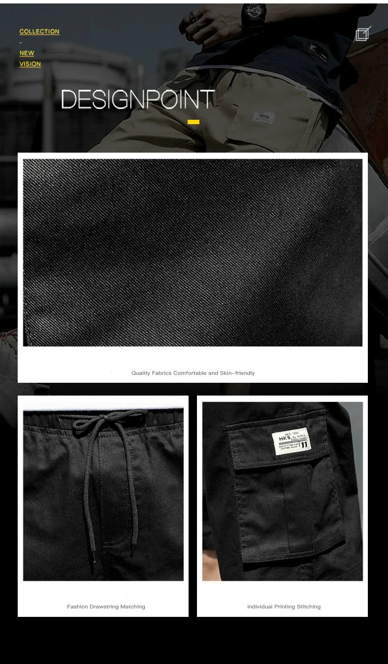 Summer Men's Outdoor Camouflage Cargo Shorts Pocket Cotton Casual Half Pants Mid Waist Drawstring Loose Shorts Bib Overalls 7XL