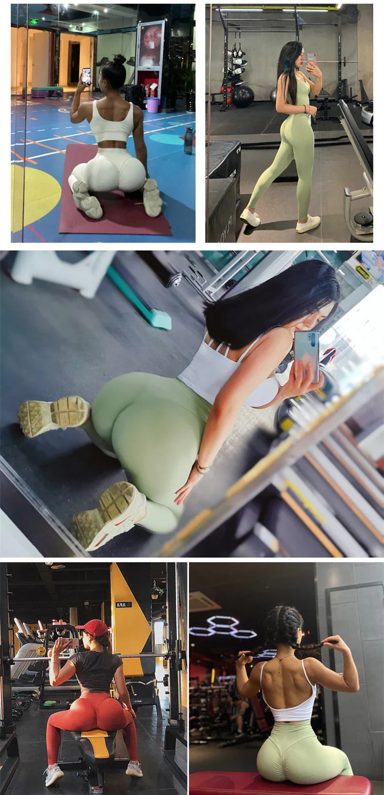 Women Scrunch Butt Yoga Pant Naked-Feel Fabric Sport Gym Leggings Femme High Waist Fitness Workout Pants Elastic Push Up Tights