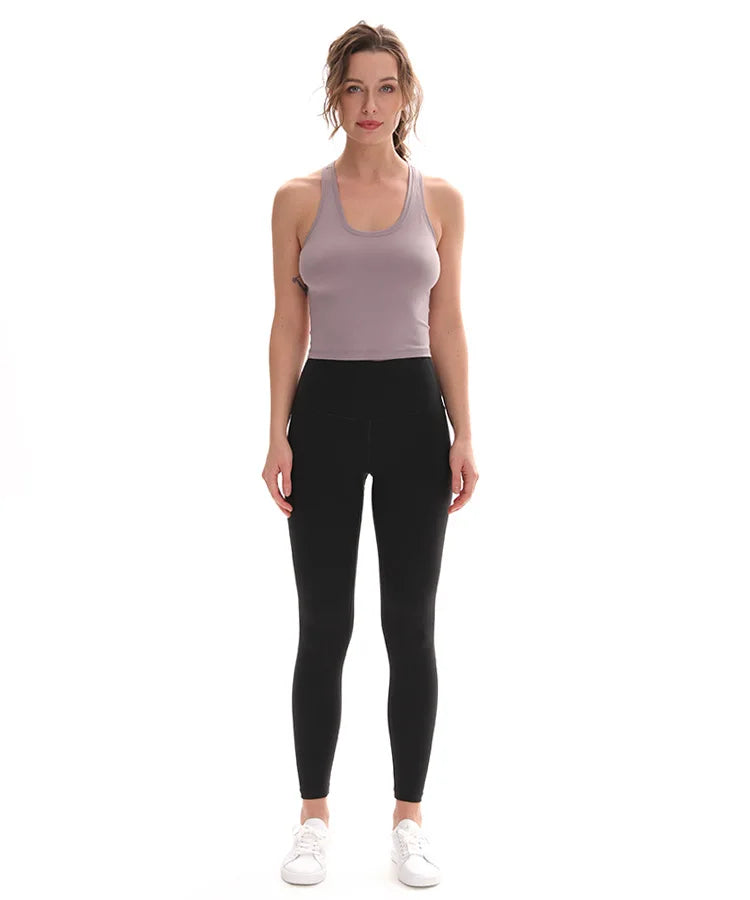 CretKoav Sports Vest Women's Running Fitness T Shirts Sexy Crop Top Workout Quick-Dry Yoga Tank Tops Elastic Tight Gym Clothes