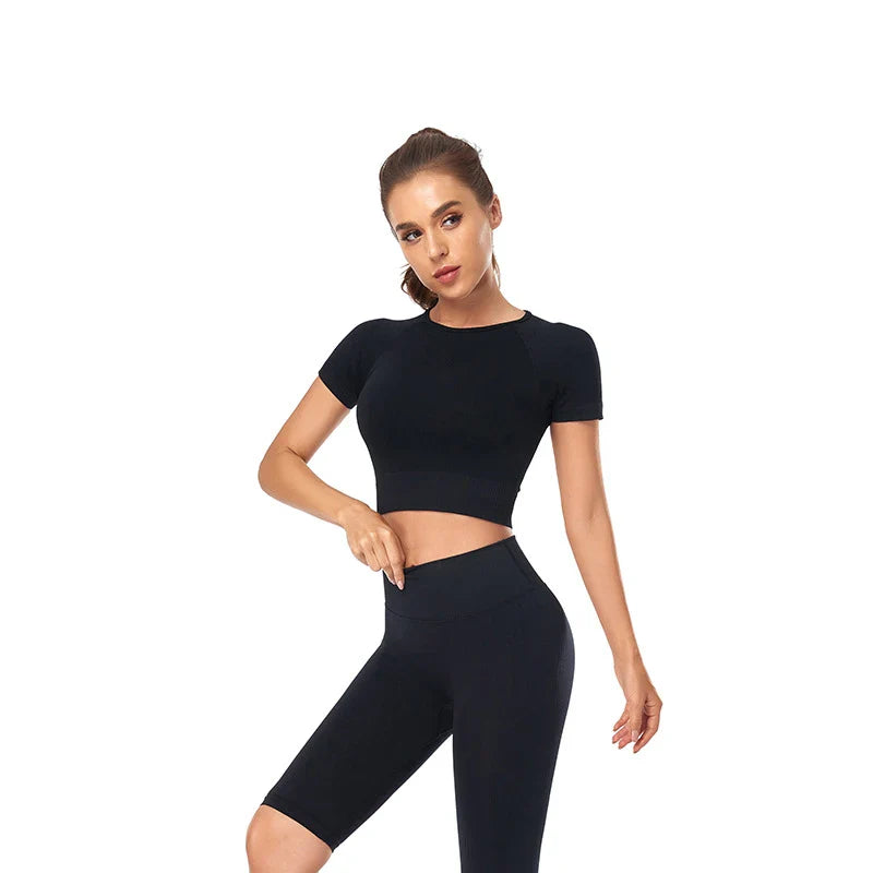 WAREBALL Women Yoga Shirts Short Sleeve Crop Top Gym Tops Fitness Running Workout Sport T-Shirts Sports Wear