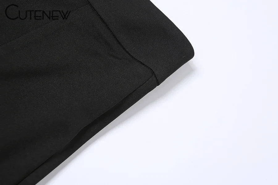 Cutenew Sexy Mesh Patchwork One Shoulder Playsuits Women Elegant Solid Skinny Flare Pants Jumpsuit Fashion Lady Party Streetwear