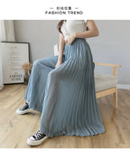 Women Elegant Chiffon High Waist Wide Leg Pants Casual Korean Fashion Pleated Loose Trousers Clothes Comodi Pantalones De Mujer