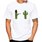 Cactus Funny Men Collar T Shirt Basic Casual T-shirt Men Short Sleeve Tshirt Men Funny Tumblr Graphic Elastic Tee Shirt
