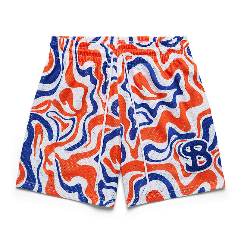 BKTSQD American Style Trendy Brand Sports Shorts Men's Casual Mesh Quick drying quarter knee basketball running beach shorts