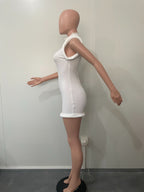 CM.YAYA Women Stand Collar Sleeveless Bodycon Midi Dress 2024 Summer Solid Evening Party Club Fashion Dresses Vestidos