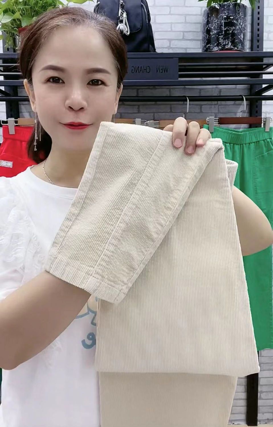 Elegant Women Streetwear Korean Fashion Casual Pant Solid Corduroy Harlan Button Pockets Pants New Autumn Winter Pants