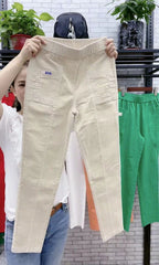 Elegant Women Streetwear Korean Fashion Casual Pant Solid Corduroy Harlan Button Pockets Pants New Autumn Winter Pants