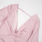 Gtpdpllt Perspective Women's Dress Summer Long Sleeve Swinging Collar Chiffon Backless Sexy Party Dresses Clubwear Outfits