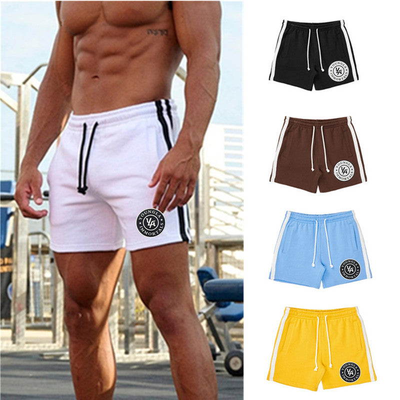 High Quality YA Shorts Men Summer Cotton Comfort Steel Print Sweatpants Skinny Jogging Fitness Shorts Sports Short Pants