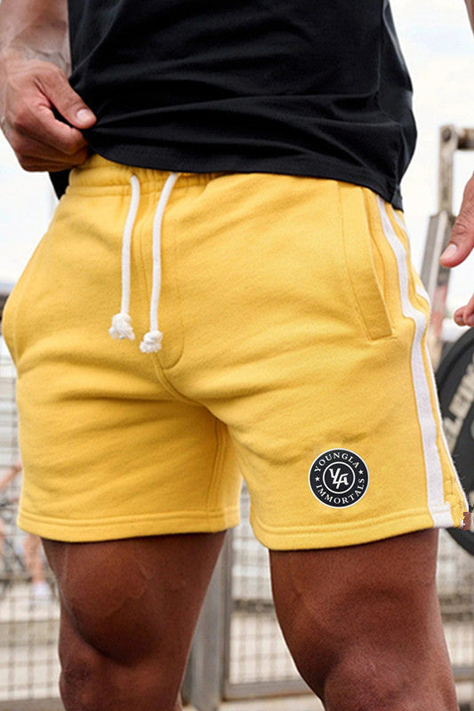 High Quality YA Shorts Men Summer Cotton Comfort Steel Print Sweatpants Skinny Jogging Fitness Shorts Sports Short Pants