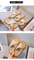 Girl's Fashionable Slippers 2024 Summer New Non-slip Children's Girls Fashion Beach Shoes Pinch Sandals Female Flowers Slippers