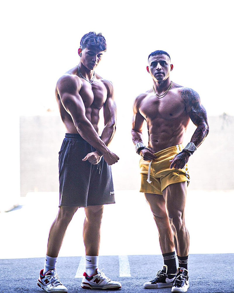 High Quality YA Shorts Men Summer Cotton Comfort Steel Print Sweatpants Skinny Jogging Fitness Shorts Sports Short Pants