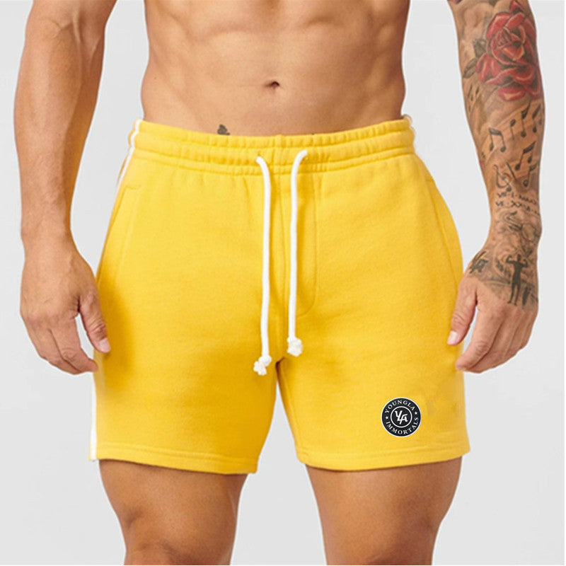 High Quality YA Shorts Men Summer Cotton Comfort Steel Print Sweatpants Skinny Jogging Fitness Shorts Sports Short Pants