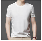 Men's New Summer Waffle round Neck Short Sleeve T-Shirt Comfortable Breathable Short-Sleeved Top for Casual Wear