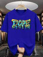 Summer men's 100% pure cotton casual loose oversized fashionable creative DOPE letter printed round neck short sleeved T-shirt