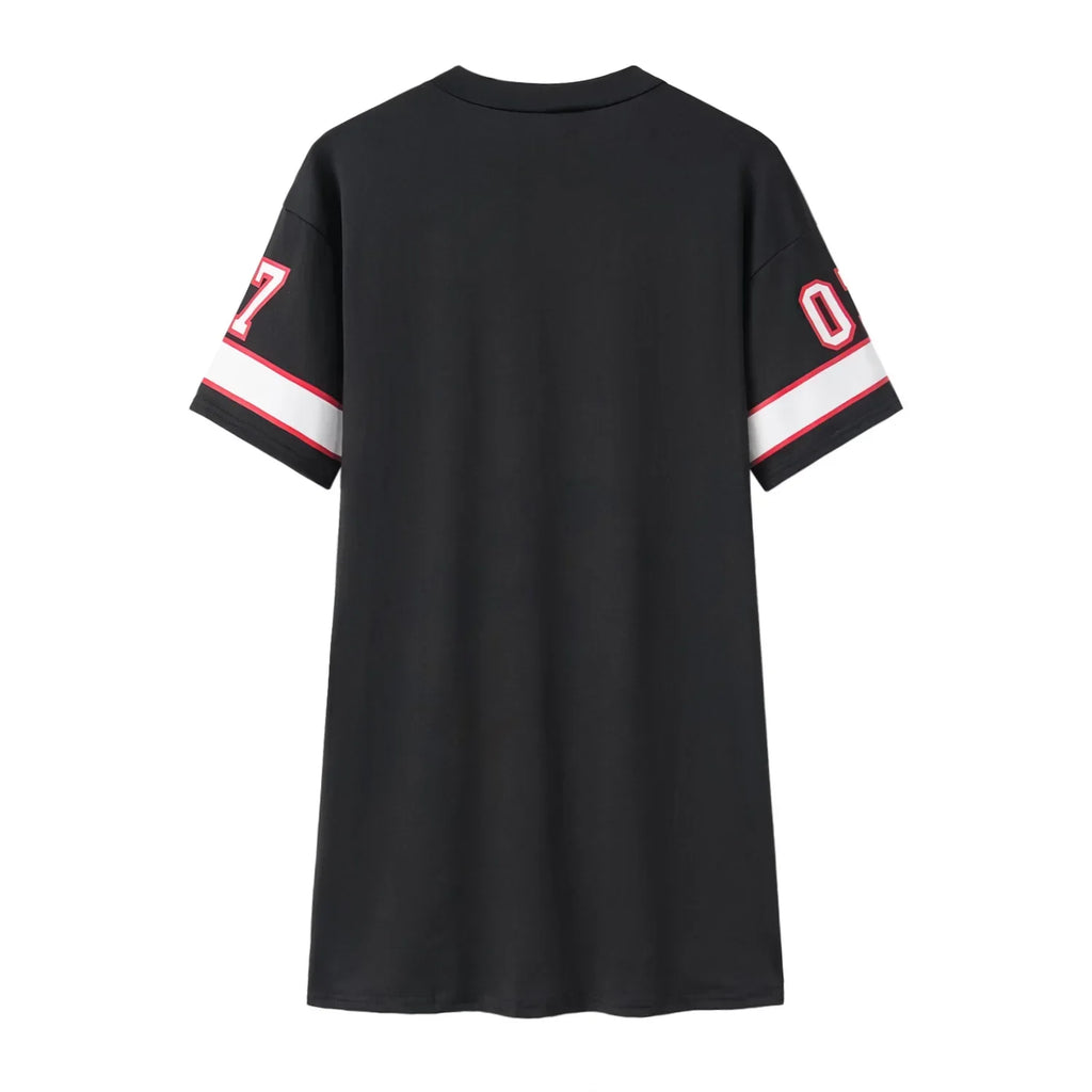 European and American CloThing Summer 07 LeTTer PrinTed Mid-lengTh T-shirT V Skin-friendly Milk Silk Collar Pullover ShorT-sl...