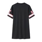 European and American CloThing Summer 07 LeTTer PrinTed Mid-lengTh T-shirT V Skin-friendly Milk Silk Collar Pullover ShorT-sl...