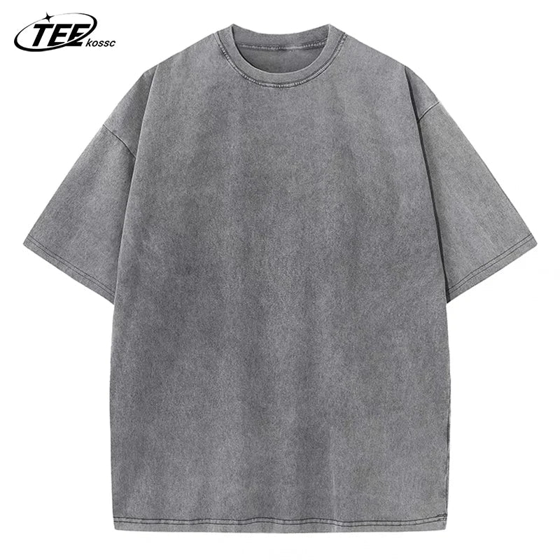 Summer Washed T Shirt Men Women Cotton Loose O-Neck Oversized Tee Couple Korean Y2k Tops Casual Vintage Short Sleeve T-shirt