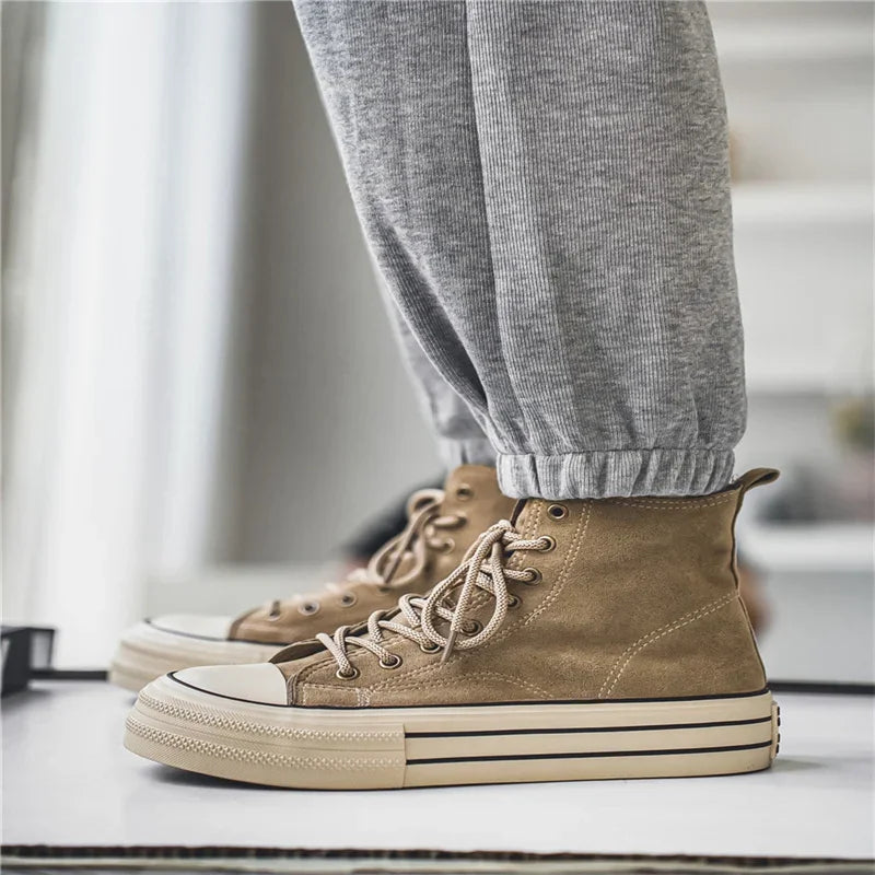Classic Fashion Skateboarding Shoes for Men Women Comfy Suede Leather High Top Sneakers Men Height-increasing Platform Sneakers