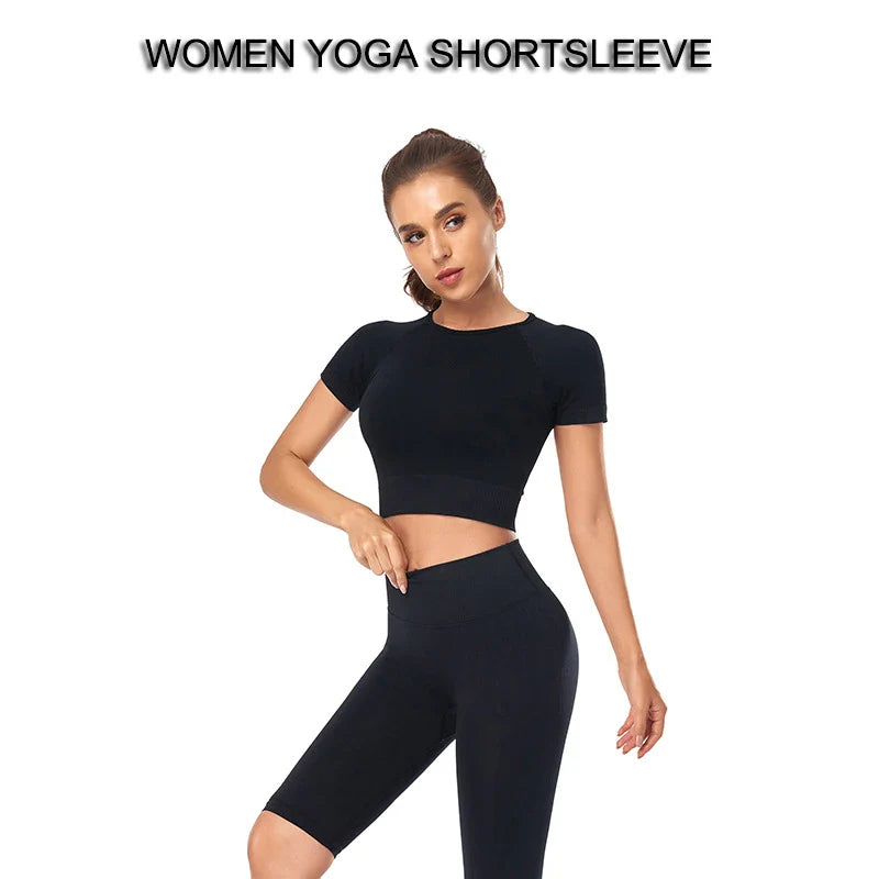 WAREBALL Women Yoga Shirts Short Sleeve Crop Top Gym Tops Fitness Running Workout Sport T-Shirts Sports Wear