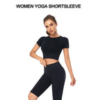 WAREBALL Women Yoga Shirts Short Sleeve Crop Top Gym Tops Fitness Running Workout Sport T-Shirts Sports Wear
