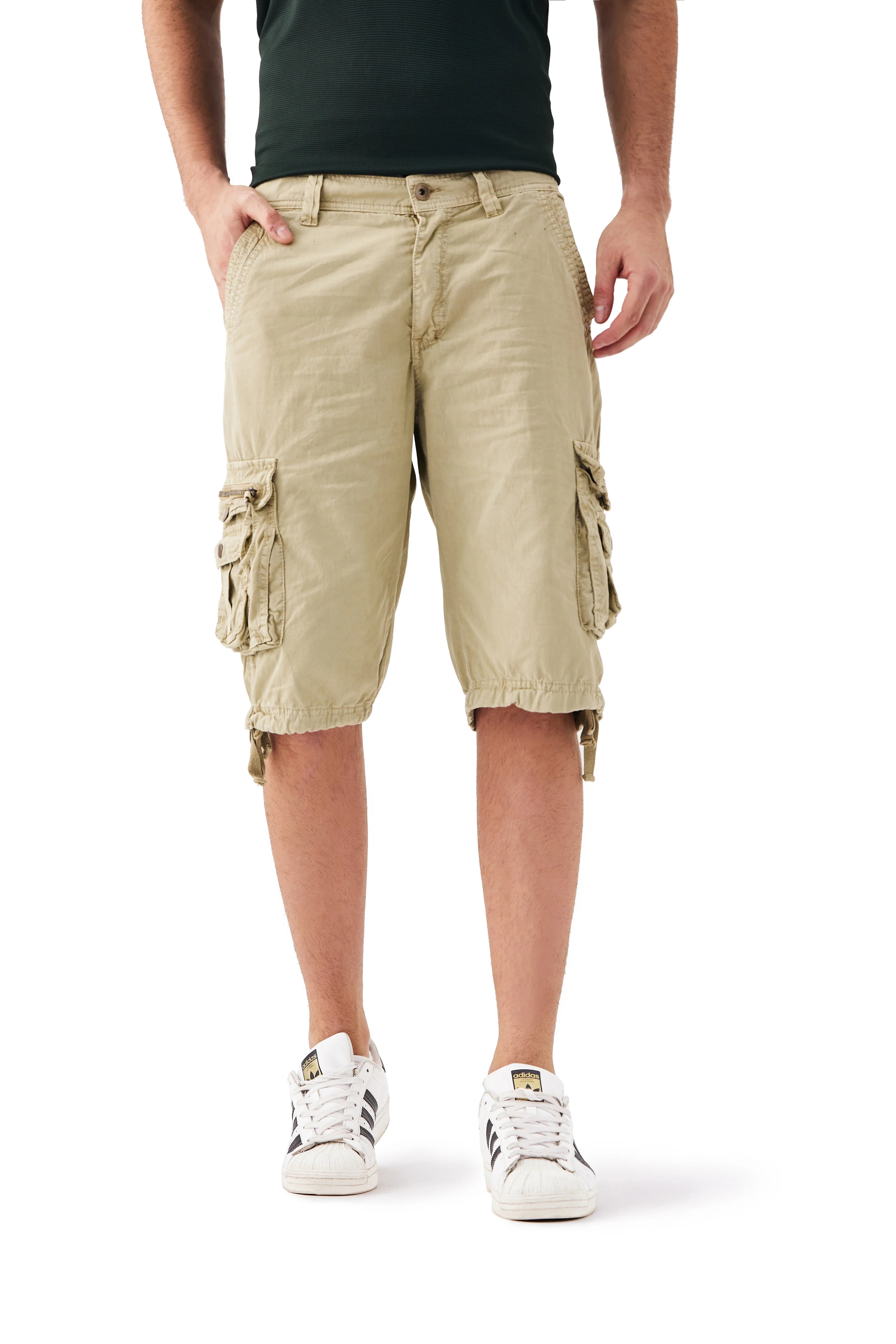 Casual men's solid color workwear shorts with side pockets, loose and fashionable shorts, outdoor men's work pants