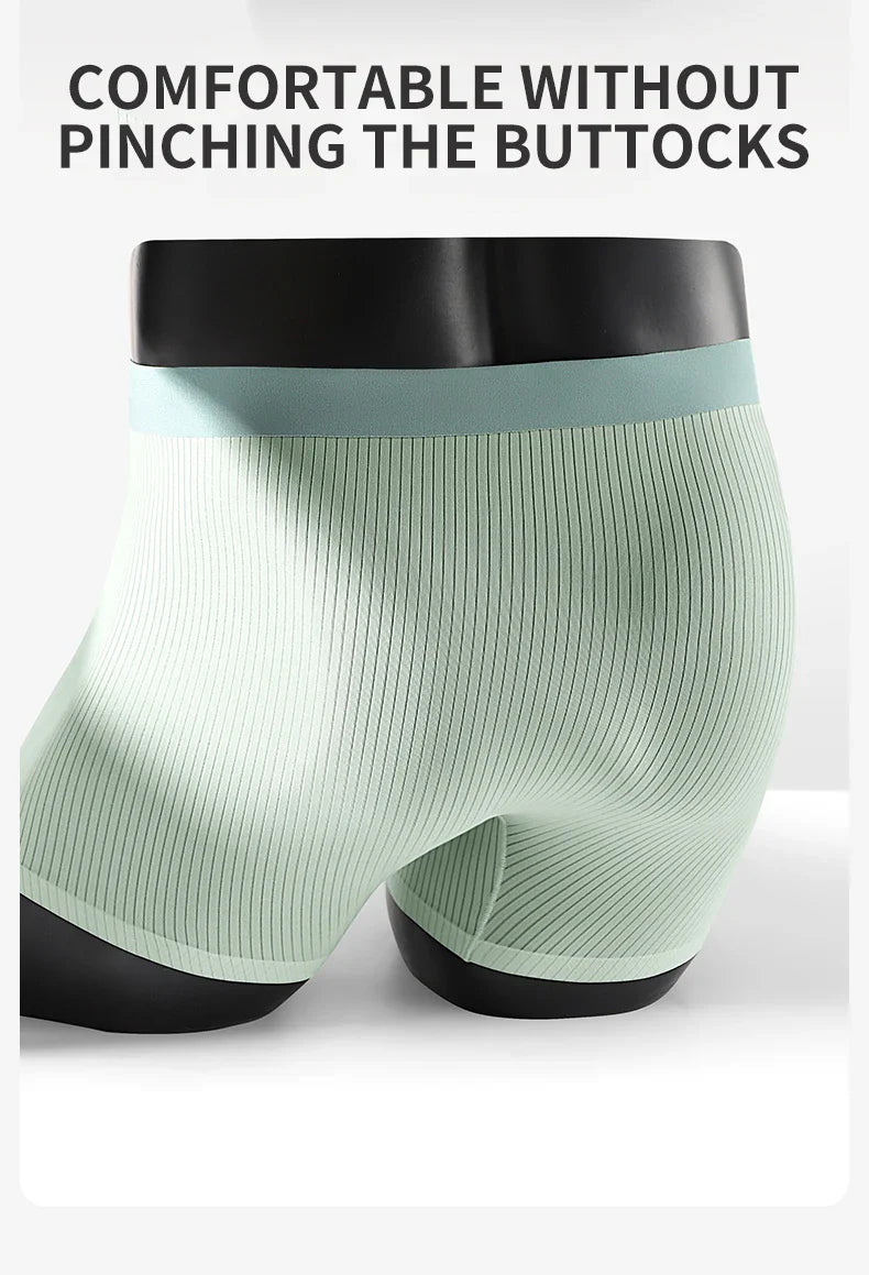 MiiOW 3Pcs Soft Ice Silk Men Boxer Underwear Men's Panties Summer Breathable Striped Underpants Male Antibacterial Boxers Trunks