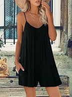 Chic Plus Size Black Spaghetti Strap Jumpsuit Flowy Wide-Leg Casual Summer Outfit for Women