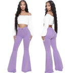 Women Jeans Flare Pants Sexy Denim Long Pant Hip Wrap Casual Solid Elegant Splice Regular Slim Fit High Waist Trousers Summer