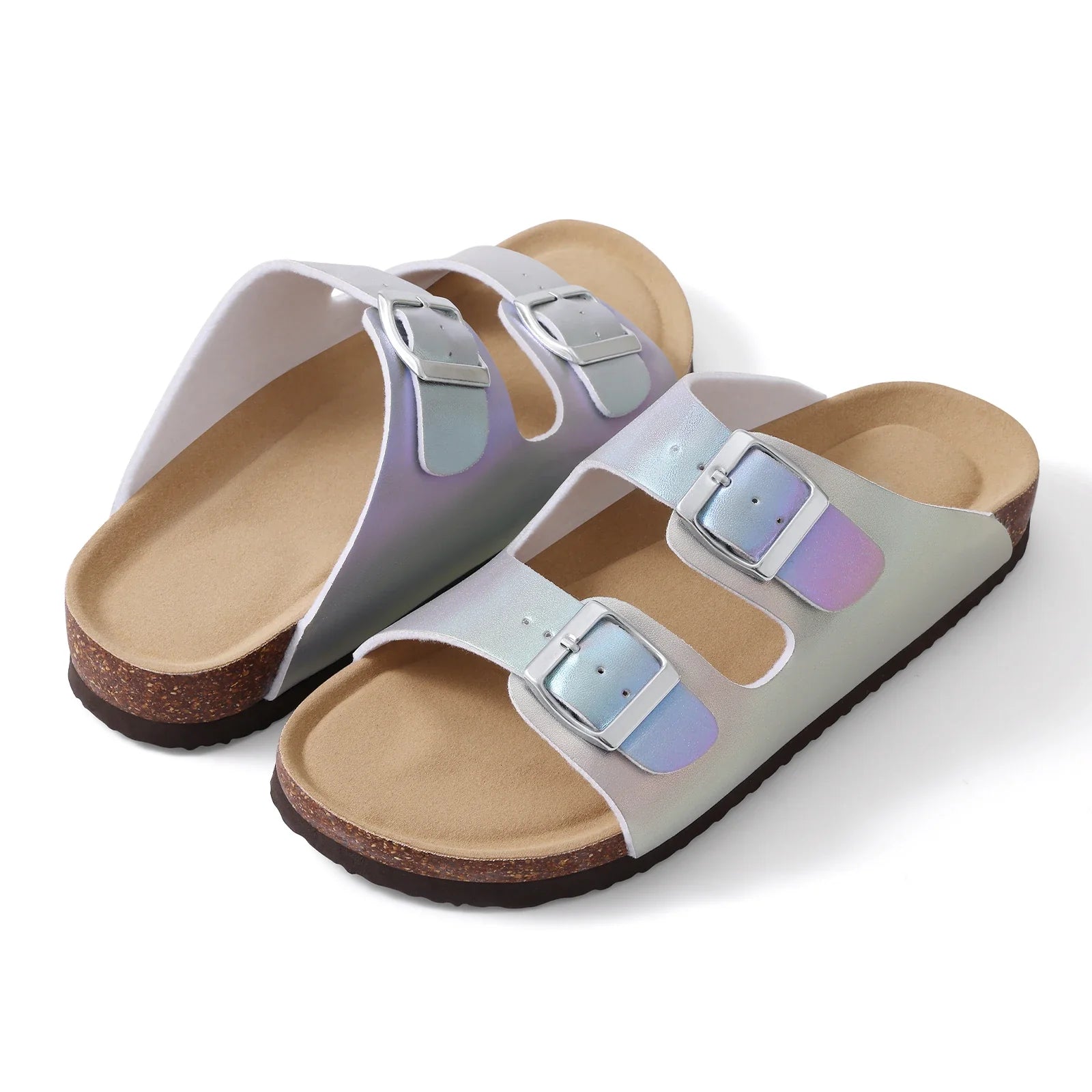 Crestar Women's Cork Slippers With Adjustable Buckle Summer New Gradient Beach Sandals Lady Fashion Clogs Slides House Slippers