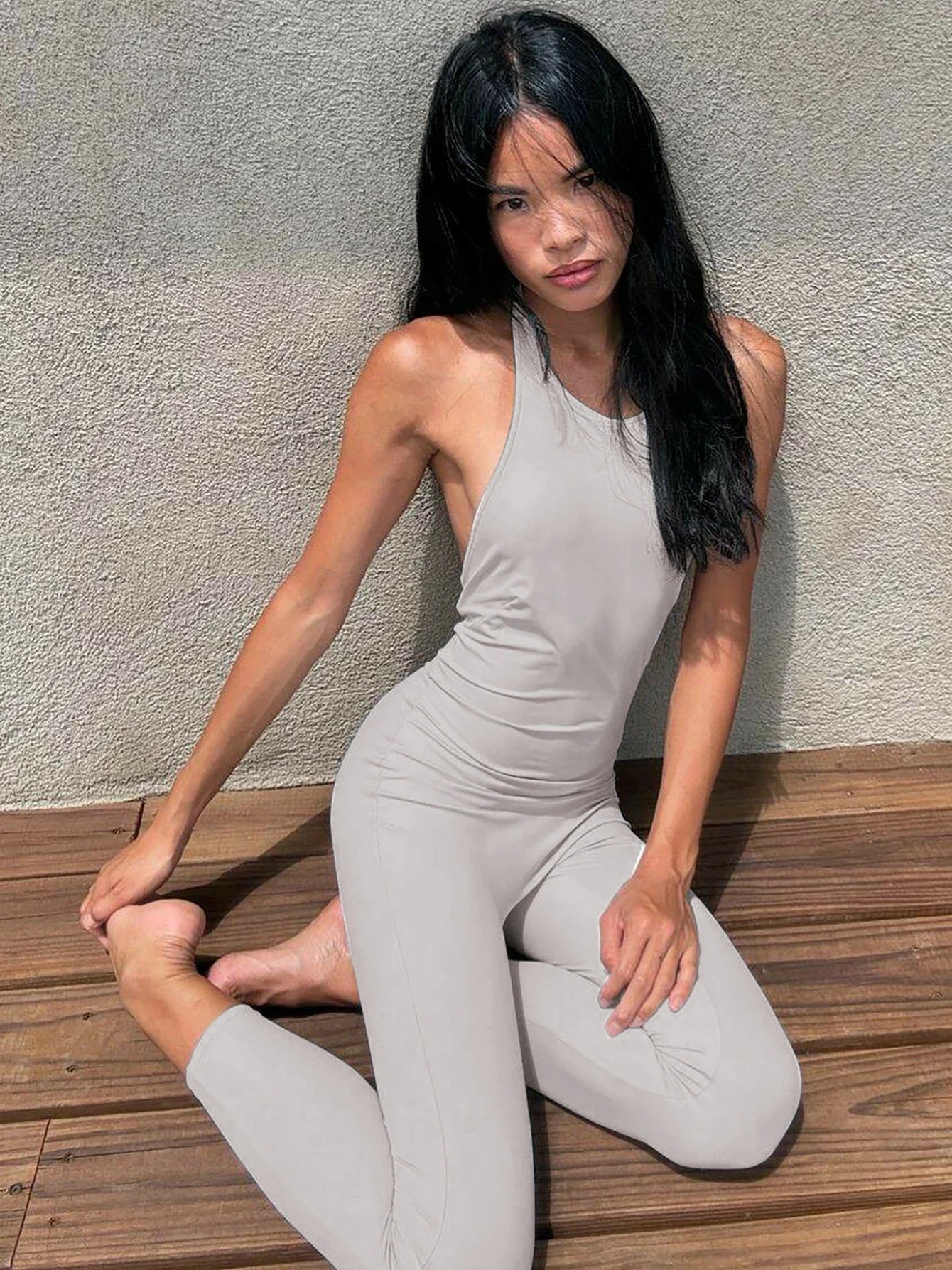 Dulzura Sleeveless Halter Backless Lace Up Jumpsuit Solid Sexy Casual Romper Party Club Streetwear Women'S Autumn Winter Clothes