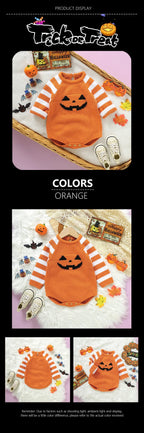 Halloween Baby Bodysuits Pumpkin Knit Newborn Boys Girls O Neck Long Sleeve Onesie Jumpsuits 0-18m Infant Toddler Winter Outfits