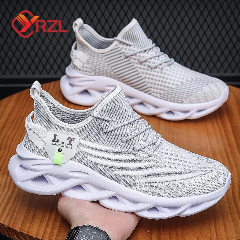 YRZL Casual Sneakers Men's Runing Shoes Outdoor Big Size Lightweight Breathable Mesh Increase Comfortable Sports Shoes for Men