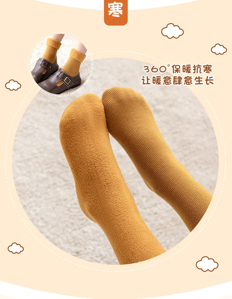 Girls socks Children's snow socks Autumn winter plush thickened warmth medium and large children's baby boys long cotton socks