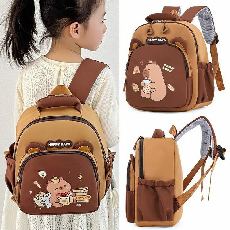 Children Capybara School Bag Cute Fashion Boy Girl Backpack Kids Kindergarten Rucksack Baby Gift