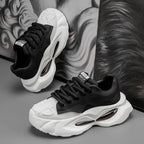 Chunky Sneakers Men Designer Soft Sole Sport Shoes Fashion Casual Microfiber Leather Upper Height Increased Platform White Shoes