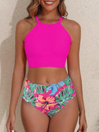 High Waist Swimsuit Sexy Halter Bikini 2025 Women Printed Swimwear Female Bathers Swimming Bathing Swim Suit Summer Beachwear
