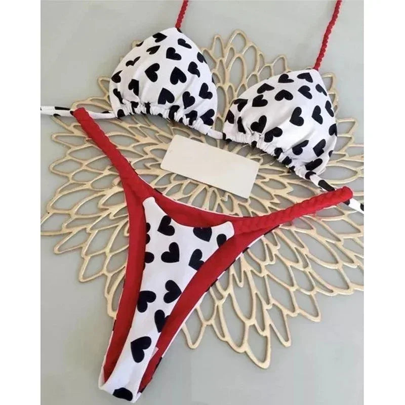 Swimwear Women Leopard Printed Sexy Bikini Set Striped Beachwear Summer Swimsuit Two-pieces Thong Bathing Suit Biquinis